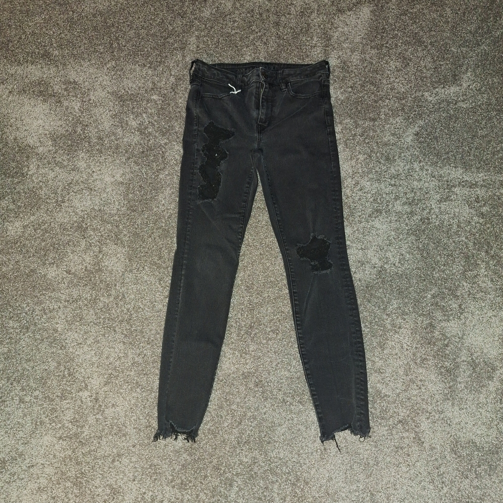 American Eagle Outfitters Distressed Black Skinny Jeans